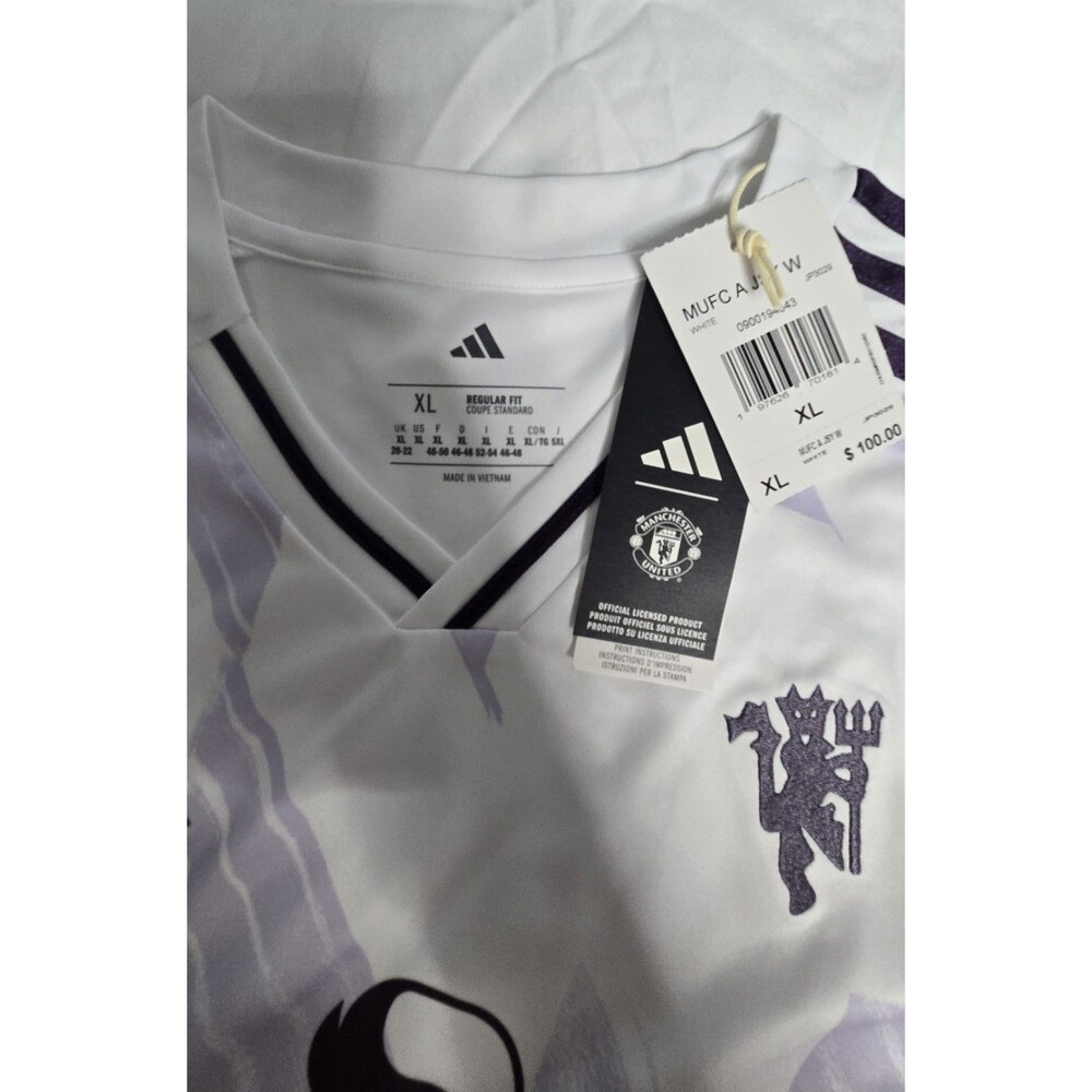 Adidas Manchester United 25/26 Licensed Away Jersey White Purple Youth XL NWT
